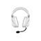 Casque de jeu blanc avec microphone sur fond blanc.