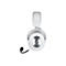 Casque de jeu blanc avec microphone sur fond blanc.