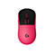 Draufsicht auf eine pinke Logitech G Pro X3 Gaming-Maus mit schwarzem Tastenfeld auf weißem Hintergrund.