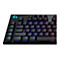 Schwarze Gaming-Tastatur mit RGB-Beleuchtung, das Logo 'G' und Tastenbeschriftungen sind sichtbar.
