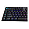 Schwarze Tastatur mit blauer und pinkfarbener Hintergrundbeleuchtung, G-Logo.