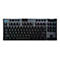Dunkle mechanische Tastatur mit farbigen Tasten, Beleuchtung und Logitech-Logo.