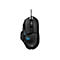 Schwarze Gaming-Maus mit blauen Akzenten und einem 'G' Logo.