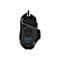 Schwarze Gaming-Maus, Marke Logitech. Oben ist das Logo. Modell: G502 HERO.