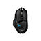 Schwarze Gaming-Maus mit blauer Beleuchtung und G-Logo.