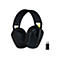 Schwarzes Logitech G435 Headset. Das Headset hat schwarze Ohrpolster und einen schwarzen Kopfbügel. Mitgeliefert wird ein USB-Dongle.