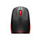 Drahtlose Computermaus in Schwarz-Rot. Logo von logi.