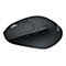 Schwarze Logitech-Maus, Ansicht schräg von oben. Mit Scrollrad, Seitentasten und drei Tasten mit den Nummern 1, 2, 3.