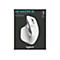 Drahtlose Logitech MX Master 3S Maus, weiÃŸ, auf grauen Hintergrund. Text: MX Master 3S, Logitech.