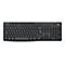 Clavier noir avec touches blanches, logo Logitech en haut Ã  droite.