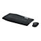 Schwarzes kabelloses Keyboard und Maus Set von Logitech, vor weiÃŸem Hintergrund.