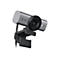 Silberne Logitech Webcam, Nahaufnahme, Ultra-Wide 4K Linse, Halterung.