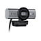 Silberne Webcam mit schwarzem Linsenring und Kabel. Aufschrift: Ultra-Wide 4K, 8.5MP Sensor. Logo: logi.
