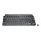 Drahtlose, graue Tastatur mit USB-EmpfÃ¤nger, Tasten mit Buchstaben und Symbolen, Logitech.