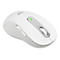 Drahtlose weiße Logitech-Maus mit grauem Akzent und SmartWheel.