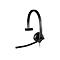 Schwarzes Headset mit Mikrofon, BÃ¼gel und Ohrmuschel. Kabel an der Seite.