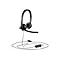 Schwarzes Headset mit Mikrofon und Kabel, vor weiÃŸem Hintergrund.