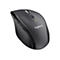 Drahtlose Logitech-Maus, anthrazitgrau, mit Logo und Rollrad.