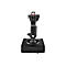 Schwarzer Joystick, mit roten und silbernen Akzenten, vor weißem Hintergrund.