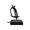 Schwarzer Flightstick auf quadratischer Basis. Details in Silber und TÃ¼rkis.