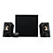 Schwarzes Logitech Lautsprecher-Set mit Subwoofer und Bedienelement.