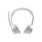WeiÃŸes Headset mit Mikrofon, vor weiÃŸem Hintergrund.