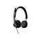 Casque noir avec serre-tÃªte, Ã©couteurs et microphone, sur fond blanc.