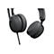 Casque gris foncé avec écouteurs, commandes de volume et bouton ANC. Sur fond blanc.