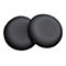 Deux coussinets d'oreille noirs pour casque, ronds, avec de petits trous au milieu. Ils sont cÃ´te Ã  cÃ´te sur fond blanc.