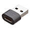 Un adaptateur USB-C vers USB-A, mÃ©tallique et noir, avec logo.