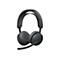 Dunkelgraues Headset vor weißem Hintergrund. Das Headset hat ein Mikrofon, einen gepolsterten Bügel und runde Ohrmuscheln.
