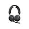 Drahtloses, graues Headset mit Mikrofon auf weißem Hintergrund.