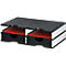 Lot station de tri Styro styrodoc Trio, 4 compartiments, blanc-noir/noir