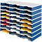LOT station de tri styrodoc Standard styro®, format C4, 8 étages/3 rangées/24 compartiments, gris/bleu