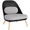 Lounge fauteuil, gestoffeerd, B 700 x D 655 x H 755 mm, 4-poten, zwarte zitschaal