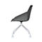 Grey office chair in profile. White castors, white frame, grey seat and backrest.