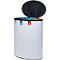 Lune design afvalbak Binc, staal, gesloten kunststof deksel, 50 l, 3 afvalstromen, verrijdbaar, B 360 x D 560 x H 680 mm, wit/zwart