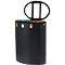 Lune design afvalbak Binc, staal, open kunststof deksel, 50 l, 3 afvalstromen, verrijdbaar, B 360 x D 560 x H 680 mm, zwart