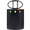 Lune design afvalbak Binc, staal, open kunststof deksel, 50 l, 3 afvalstromen, verrijdbaar, B 360 x D 560 x H 680 mm, zwart