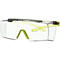 Lunettes de sécurité avec lentilles transparentes et branches jaunes.