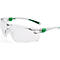 Lunettes de sécurité transparentes avec branches blanches, accents verts et lettrage UNIVET.