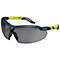 Lunettes de sécurité gris-bleu, branches jaunes. "uvex" est écrit sur une branche.