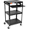 Luxor in hoogte verstelbare multifunctionele trolley met toetsenbordlade, metaal, 3 legborden, 4 zwenkwielen, zwart