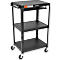 Luxor in hoogte verstelbare multifunctionele trolley met toetsenbordlade, metaal, 3 legborden, 4 zwenkwielen, zwart