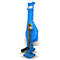 Blue car jack against a white background. The crank is clearly visible.
