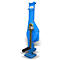 Blue car jack with silver crank. The car jack stands upright against a white background.