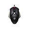 Schwarze Gaming-Maus mit roten Akzenten, Kabel und Markenlogo.