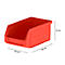 Rode opbergbox met afmetingen: 168x103x76 mm.