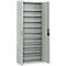Magazijnkast - B 700 x D 300 x H 1690 mm - 10 legborden - 28 bakken - met deuren - lichtgrijs