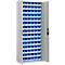 Magazijnkast - B 700 x D 300 x H 1690 mm - 14 legborden - 90 bakken - met deuren - lichtgrijs